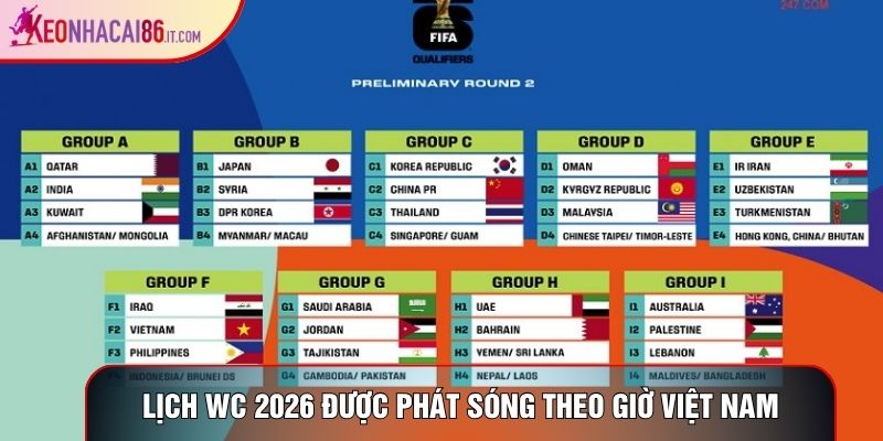 Lịch wc 2026 được phát sóng theo giờ Việt Nam như nào?